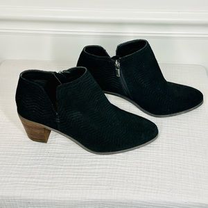 Lucky Brand Ankle Booties - Black Suede- Block Heels -  Parnesa - Size - 9.5